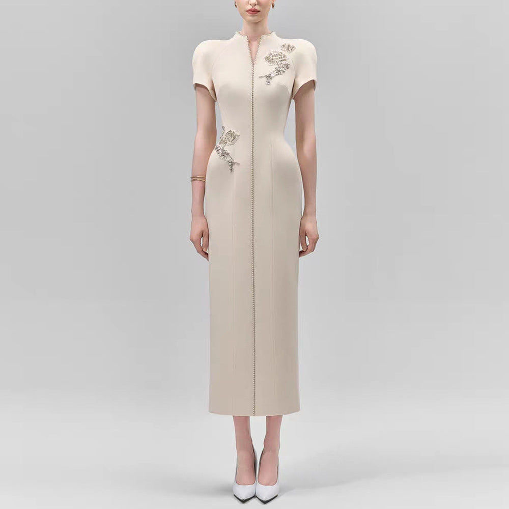 Star Heavy Industry Beads Diamond Slim Mid Length Dress Small Dress  DestGlow