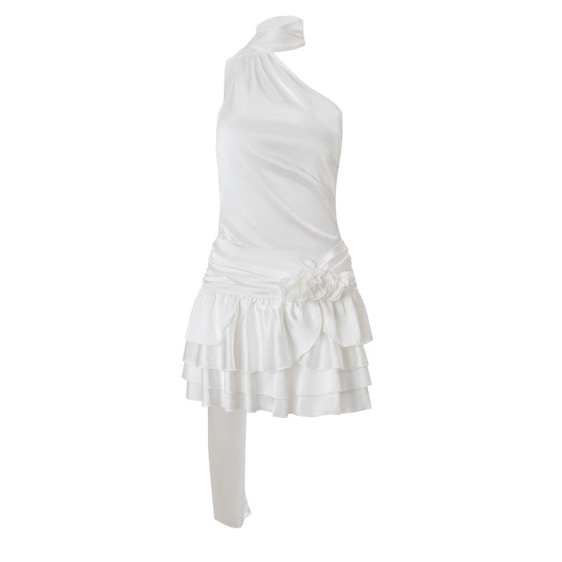 Women Clothing Spring Sexy High Grade off Shoulder Satin Backless Dress Women by Ragazza