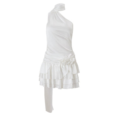 Women Clothing Spring Sexy High Grade off Shoulder Satin Backless Dress Women by Ragazza