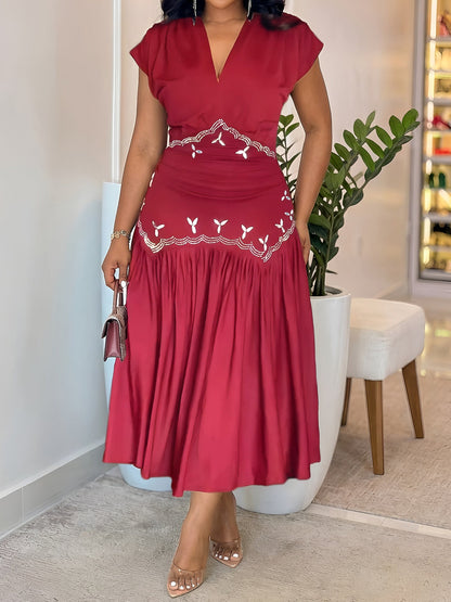 Women Elegant Slim Fit Rhinestone Rhinestone Ornament Sleeveless Dress by Ragazza