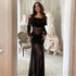 Autumn Winter Women Clothing Sexy Mesh See through off Shoulder Slim Fit Pleated Long Sleeved Dress for Women by Ragazza