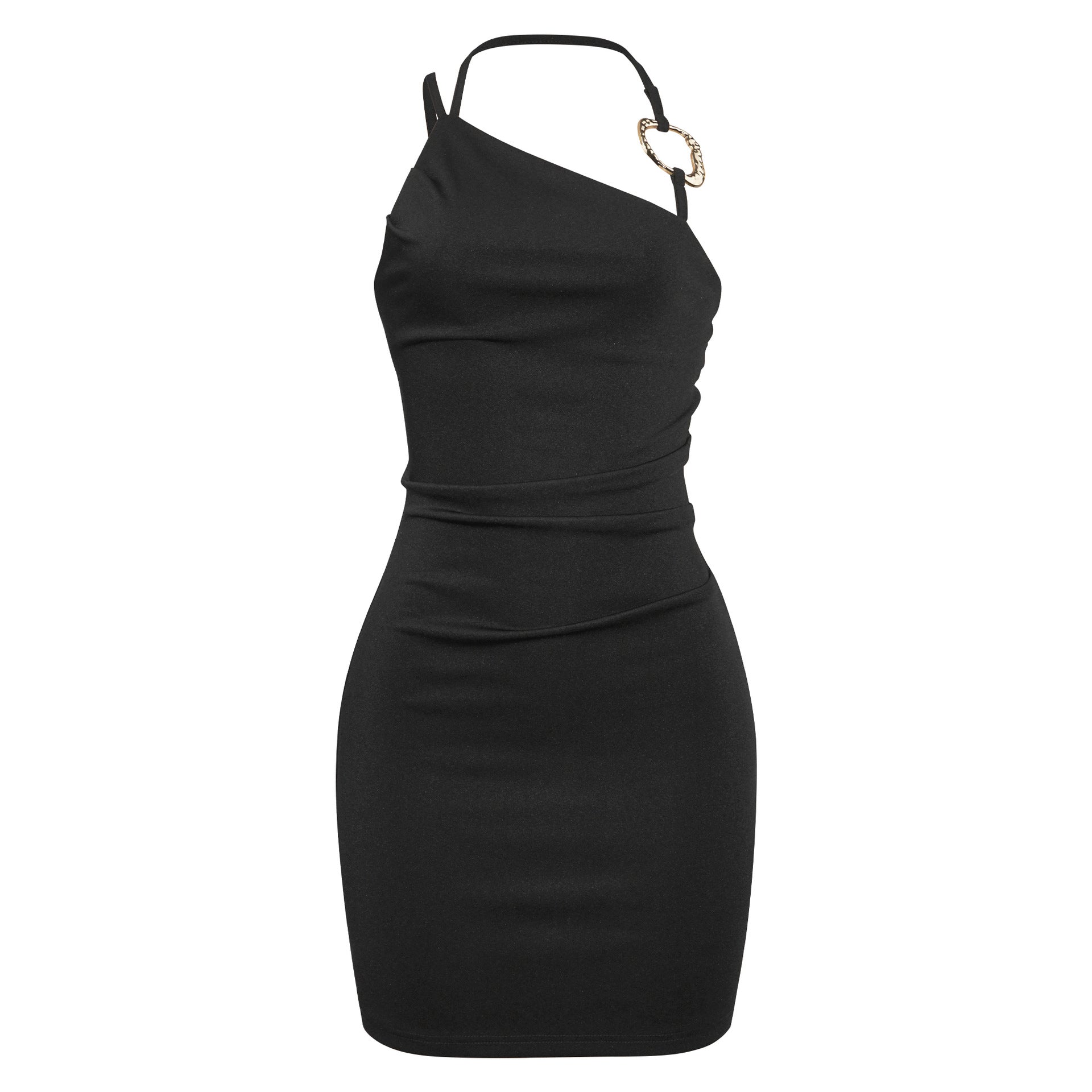 Spring Trendy Oblique Shoulder Halter Backless Personalized Sexy Dress by Ragazza