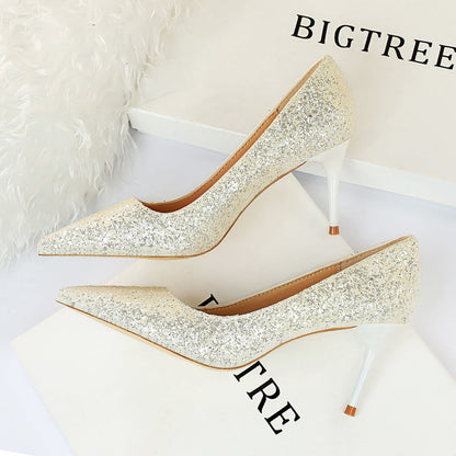 Sexy Nightclubs Thinner High Heels Women Shoes Stiletto Heel Sparkle Sequ Pumps  DestGlow