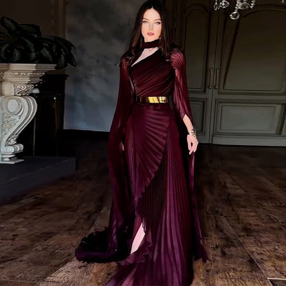 Summer Long Shawl Split Graceful Formal Dress Belt Dress by Ragazza