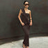 Women Clothing Winter Sexy Side Hollow Out Cutout Cross Strap One Shoulder Dress by Ragazza