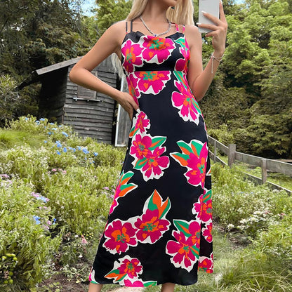 Summer Women Printed Mid Length Strap Dress by Ragazza