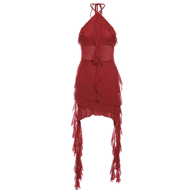 Summer Women Clothing Solid Color Slim High Waist Street Halter Backless Dress by Ragazza
