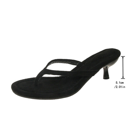 Suede Stiletto Heel Flip Flops Women Summer Suede High Heel Sandals  DestGlow