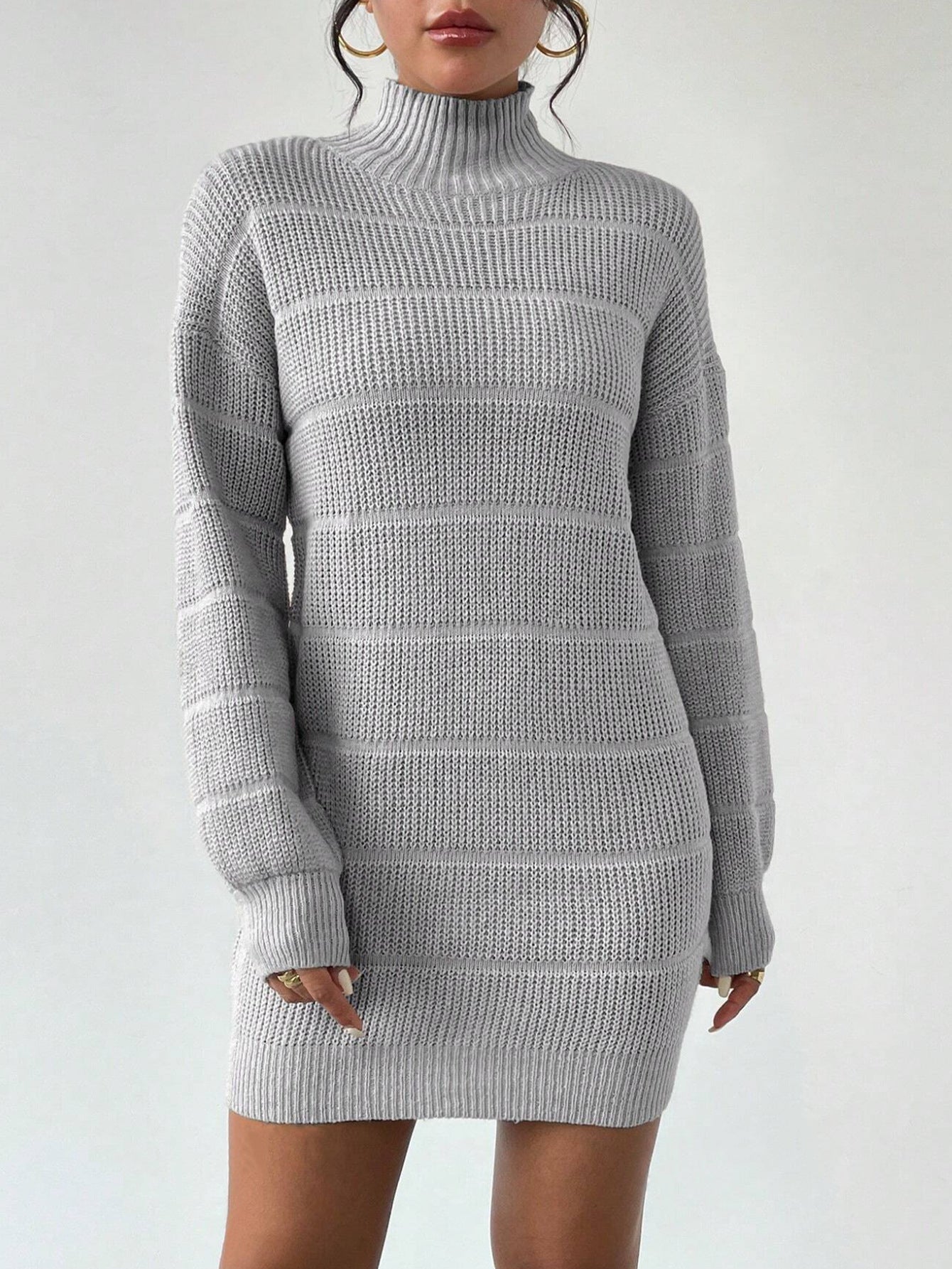 Autumn Winter Half Turtleneck Knitted Dress Women Clothing Fashionable Solid Color All Matching Sexy Hip Dress by Ragazza