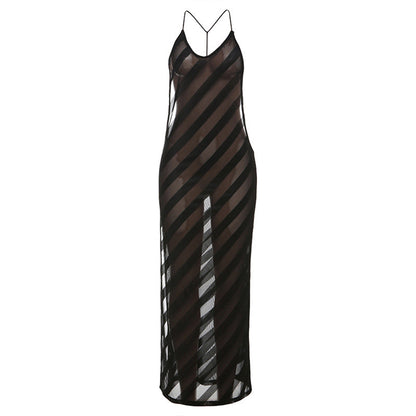 Women Clothing Spring Arrival Sexy Side Split Bare Back Slim Fit See through Dress by Ragazza