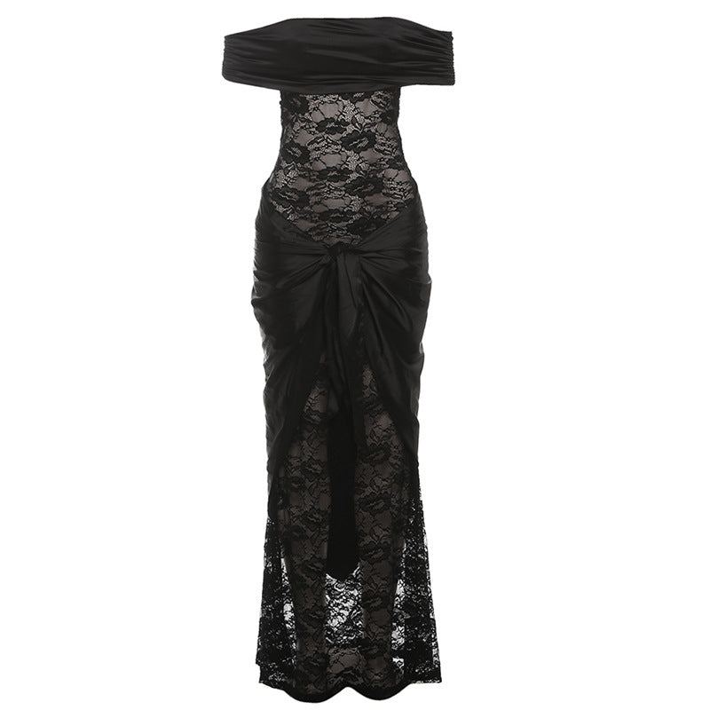 Autumn Sexy Lace Cutout Slim Fitting Patchwork Sheath Slim Fit Dress by Ragazza