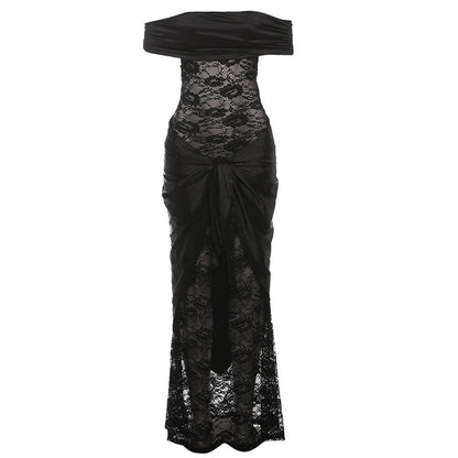 Autumn Sexy Lace Cutout Slim Fitting Patchwork Sheath Slim Fit Dress by Ragazza