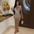 Women Wear round Neck Rhinestone Dress Maxi Dress by Ragazza