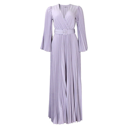 Women Clothing V neck Sexy Pleated Formal Swing Dress Maxi Dress by Ragazza