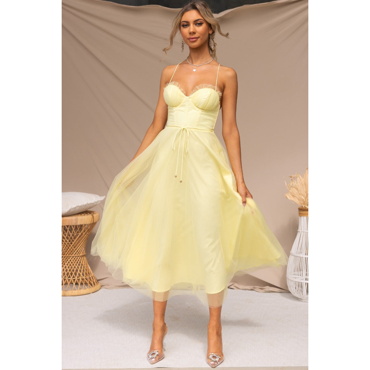 Spring Summer Sexy Sling Casual Dress Vacation Multi Color Women Clothing Dress by Ragazza