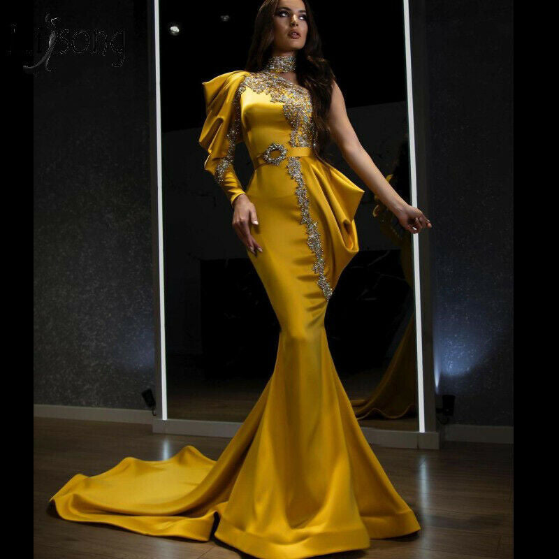 Women Clothing Evening Dress Gold High Collar Dress Cocktail Dress by Ragazza