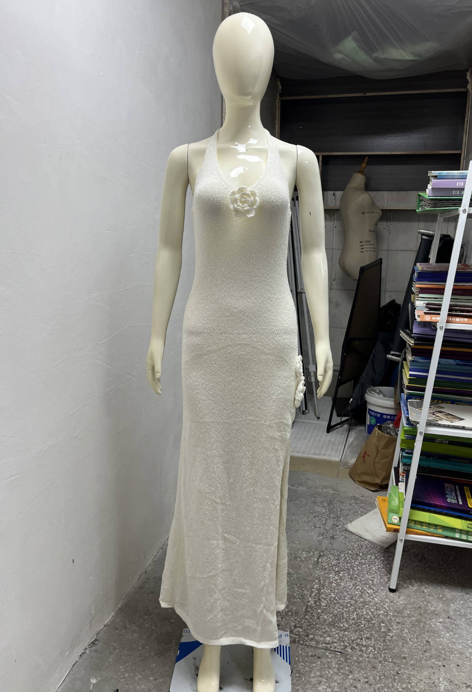 Deep V Plunge Neck Backless Dress Sexy High Split Cami Dress Beauty Back Knitted Dress by Ragazza