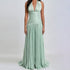 Elegant Elegant Dinner Dress Sexy Deep V Plunge Halter Cinched Pleated Waist Slimming Dress  DestGlow