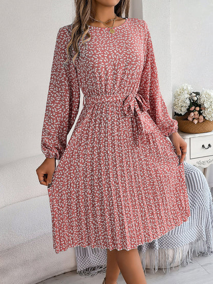 Spring Summer Casual Long Sleeved Floral Large Hem Pleated Women Clothing by Ragazza