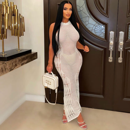 Summer Sexy Women Dress Fashionable Knitted Hollow Out Cutout Beach Dress by Ragazza