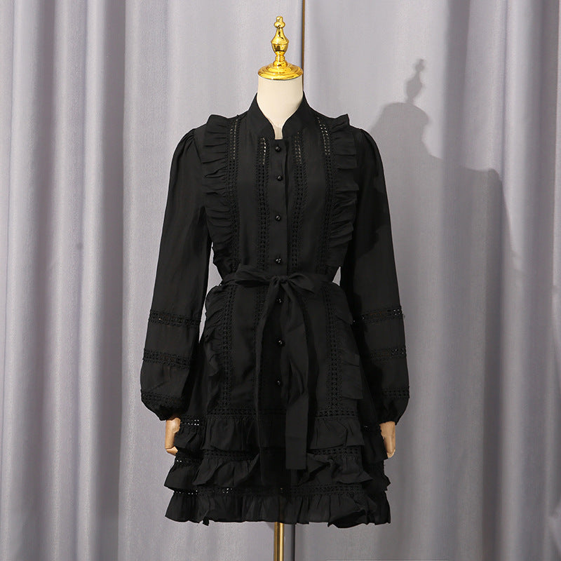 Spring Waist Controlled Short Skirt Stitching Single Breasted Vacation Lace up Dress Women Short Women Clothing by Ragazza