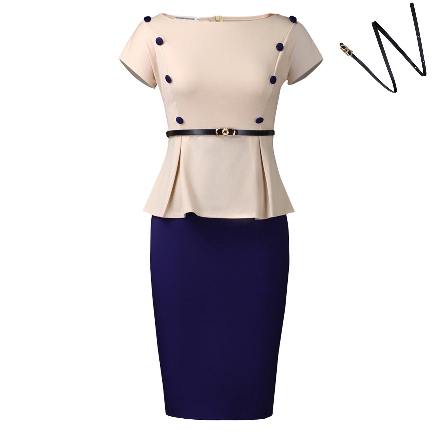 Women Clothing Plus Size Elegant Sheath Office Office Color Matching African Dress by Ragazza