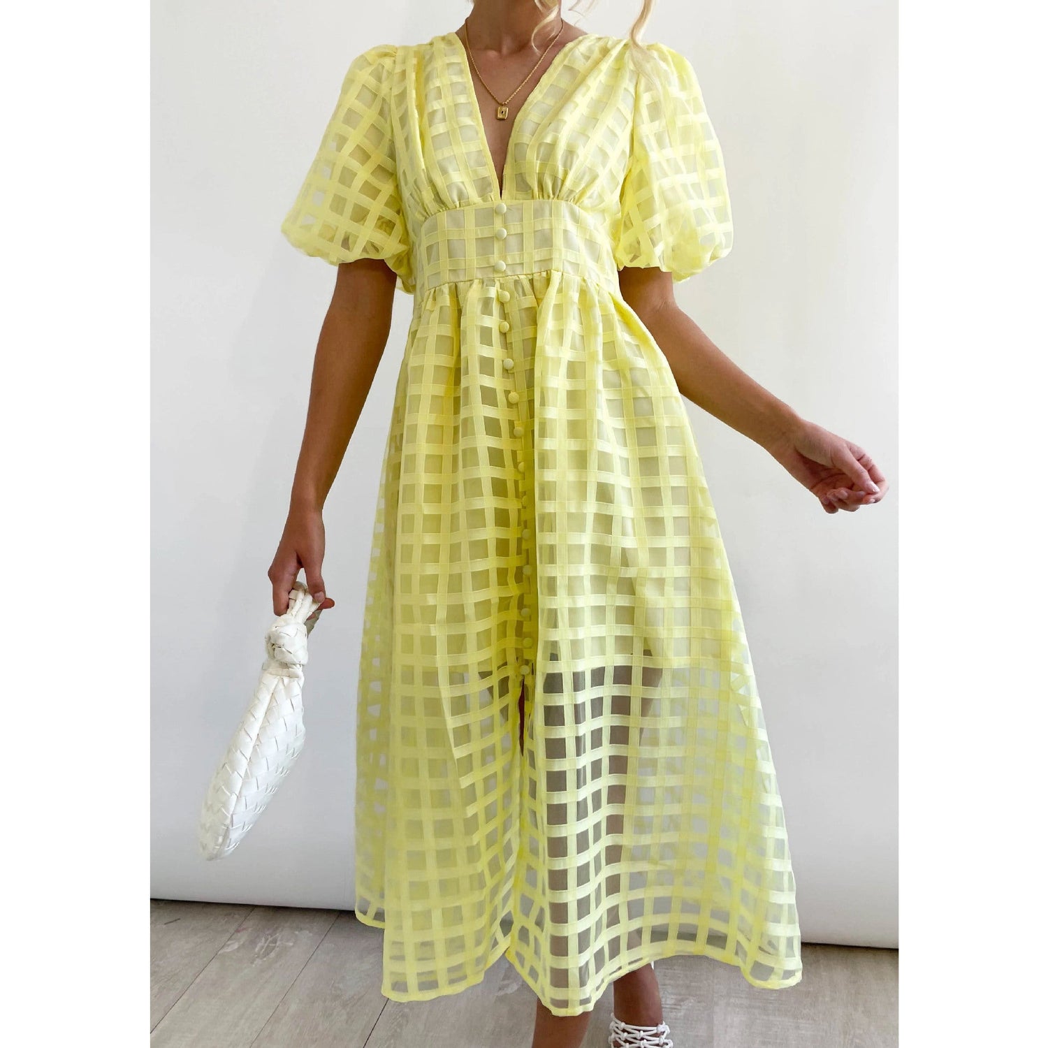 Spring Summer Multi Color Lantern Sleeve Dress Casual Party Dress Women by Ragazza