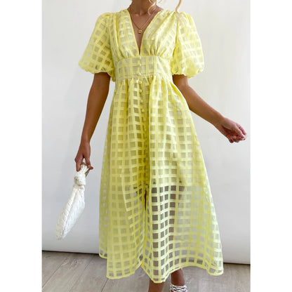 Spring Summer Multi Color Lantern Sleeve Dress Casual Party Dress Women by Ragazza