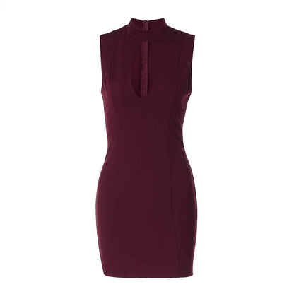Women Clothing Autumn Winter Sexy Cutout Slim Back Package Hip with a Zipper Dress for Women by Ragazza
