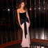 Pleated Ribbon Slim Fit High Waist Dress Sexy Wrapped Chest Waist Color Contrast Patchwork Dress by Ragazza