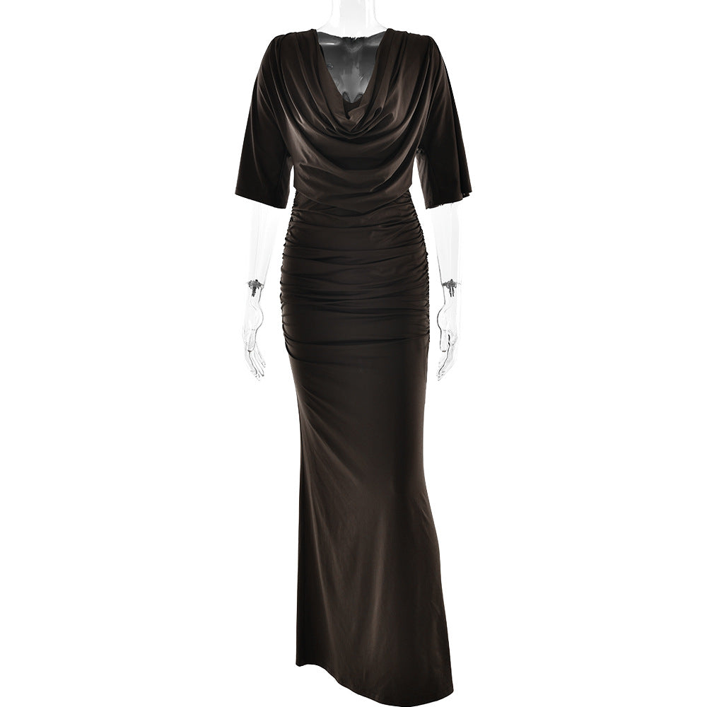 Arrival Swing Collar Women Dress Sexy Pleated Sheath Dress by Ragazza