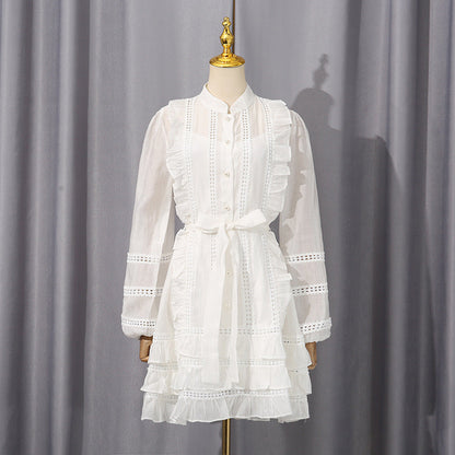 Spring Waist Controlled Short Skirt Stitching Single Breasted Vacation Lace up Dress Women Short Women Clothing by Ragazza