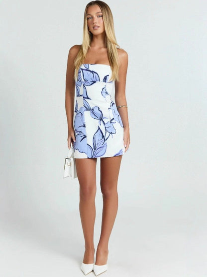 Dress Women Slim Tube Top Pullover All Matching Short Dress Niche Floral Dress  DestGlow
