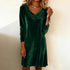 Pleuche Dress Women Autumn Winter Elegant Swing Collar Slim Fit Elegant Velvet Midi Dress by Ragazza