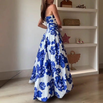 French Socialite Dress Tube Top High Waist Pleated Design Pettiskirt Women Dress by Ragazza
