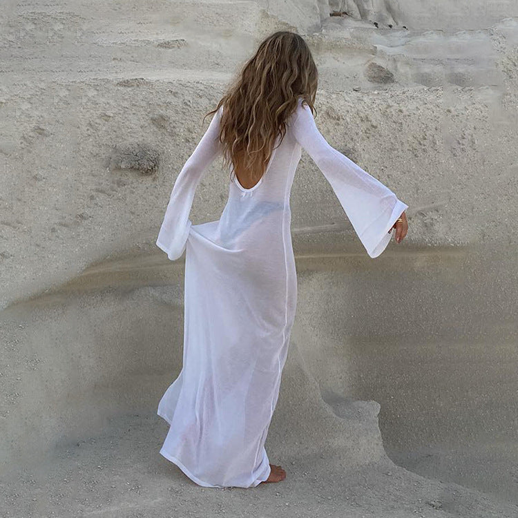 Summer Sexy Backless Long Sleeves See through Mesh Dress by Ragazza