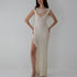 Summer Elegant Ribbon Women Dress Sexy Backless High Slit Ruffled Slim Dress by Ragazza