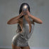 Electronic Music Festival Sexy Glossy Swing Collar Halter Backless Strap Aluminum Sheet Dress  DestGlow
