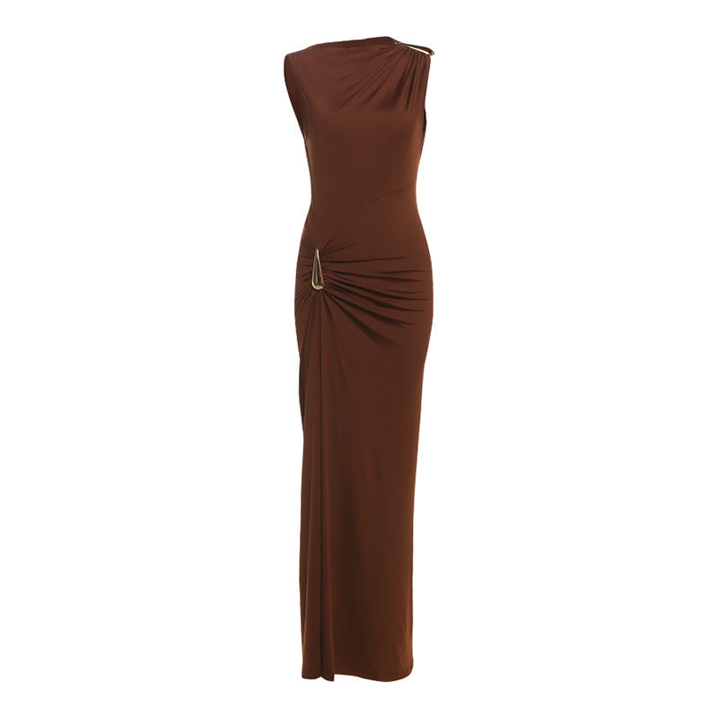 Women Clothing Summer Sexy Slim Metal Decorative Sheath Sleeveless Dress by Ragazza