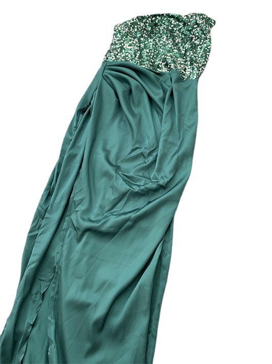 Green Sequined Fairy Wedding Long Long Sleeve One-Piece Mid-Length Evening Dress by Ragazza