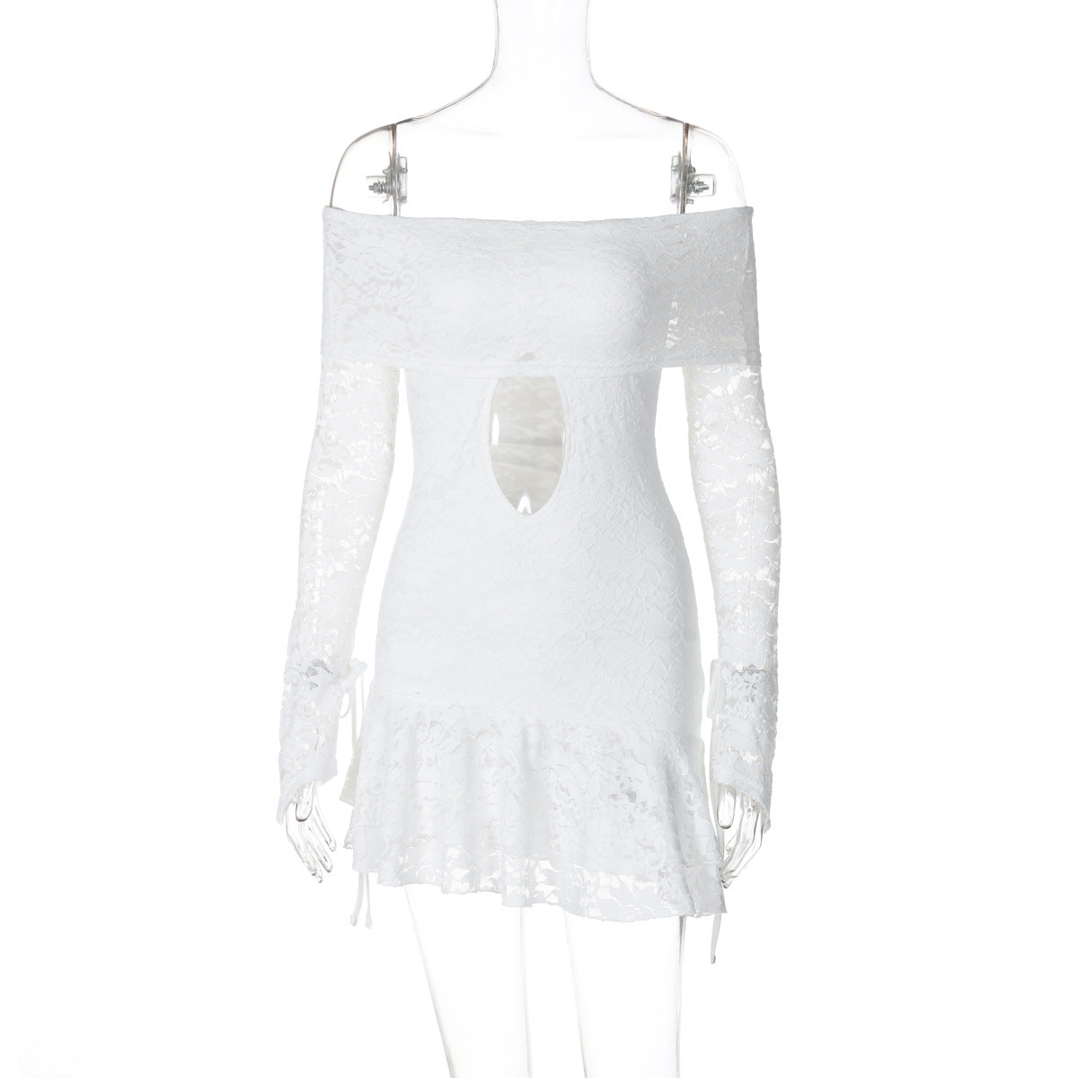 Women Clothing Autumn Sexy Cutout Lace Long Sleeve Dress by Ragazza