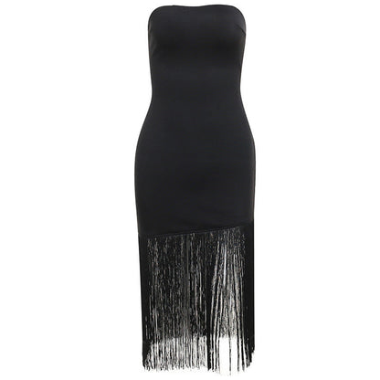 Dress Summer Tassel Sexy Tube Top Split Dress Women by Ragazza