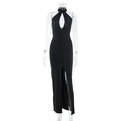 Sexy Hollow Out Cutout out Sleeveless Halter Slim Fit Solid Color Light Luxury Ball Red Carpet Formal Dress Women by Ragazza