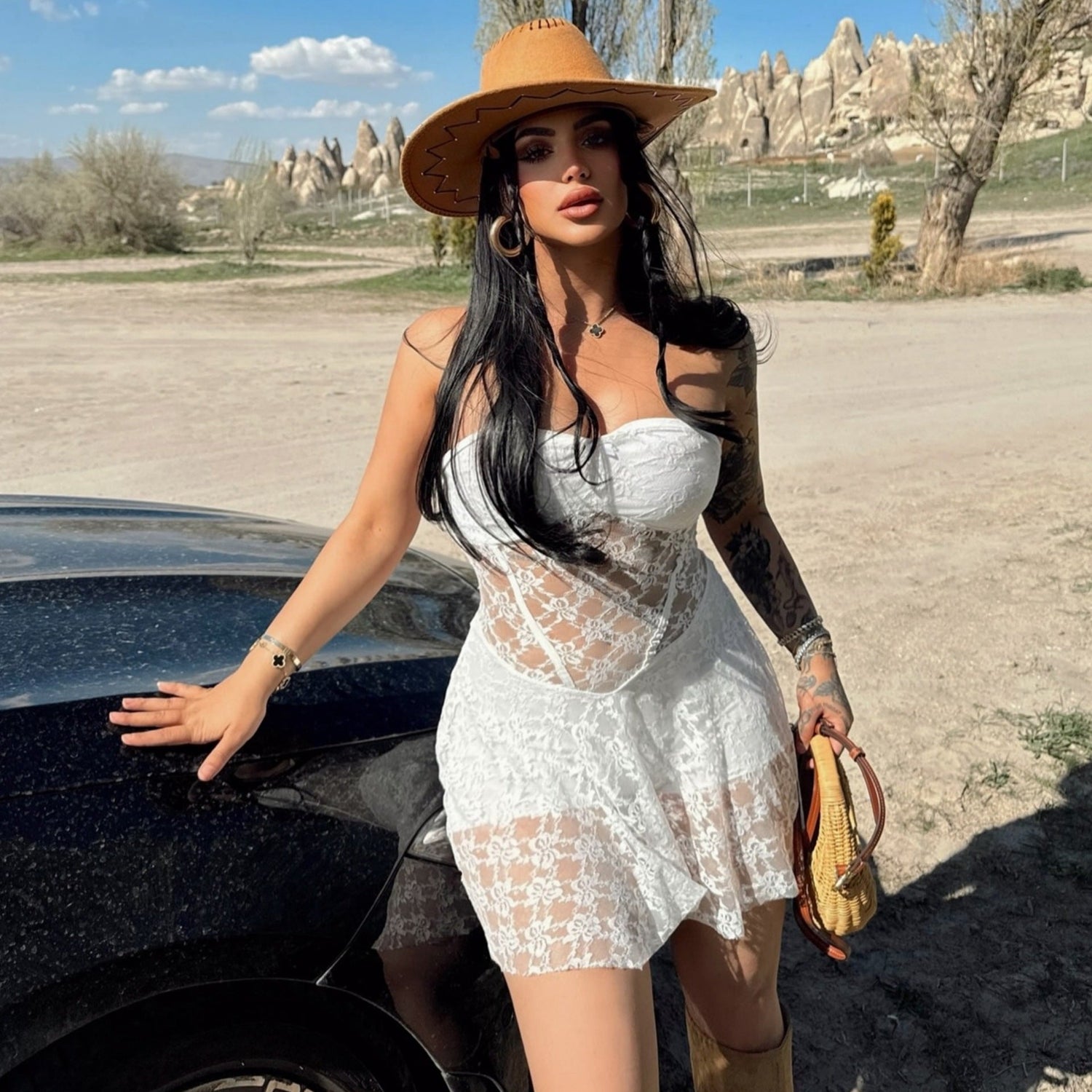 Summer Women Sexy Lace Stitching Tube Top Slim Fit See through Dress by Ragazza