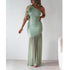 Autumn Winter Hollow Out Cutout out One Shoulder Ruffled Mesh Dress  DestGlow