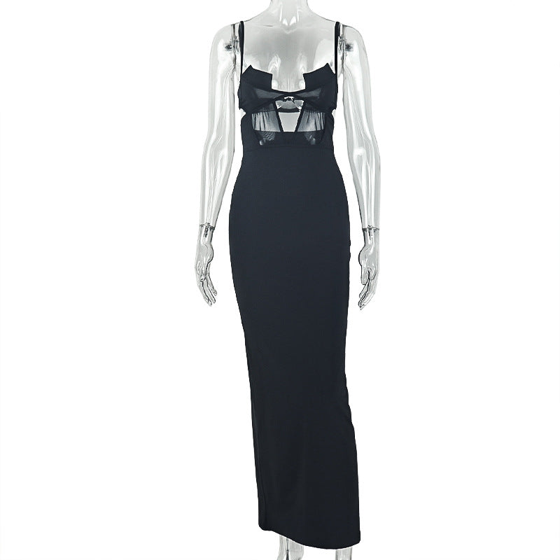 Solid Color Slim Fit Women Backless Sexy Back Slit Hip Dress Wrapped Chest Hiking Dress  DestGlow
