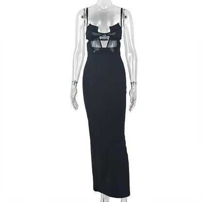 Solid Color Slim Fit Women Backless Sexy Back Slit Hip Dress Wrapped Chest Hiking Dress  DestGlow