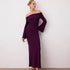 Maxi Dress Women Sexy Solid Color off Shoulder Pleated Long Sleeve Autumn Dress Women by Ragazza