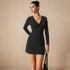 French Vintage Floral Dress Women Niche Design V neck Lace up Short Black Polka Dot Dress 