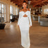 Women Clothing Hollowed Halter Pleated Hip Dress Wrapped Chest Slightly Transparent Long Sleeve One Step Dress by Ragazza